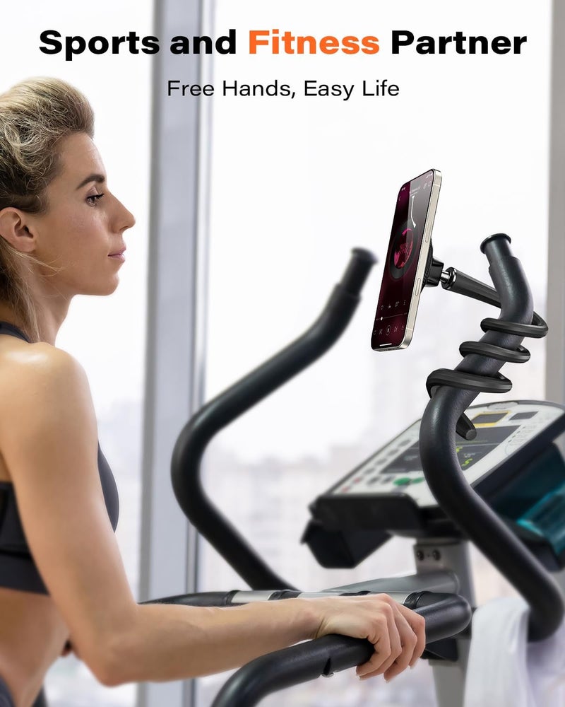 A2C Flexible Gooseneck Phone Holder for iPhone Magsafe, Long Arm Gym Magnetic Phone Holder for Treadmill Peloton, Portable Fitness Home Gym Accessory, Phone Mount for Stroller/Shopping/Golf Cart/Desk - Image 2